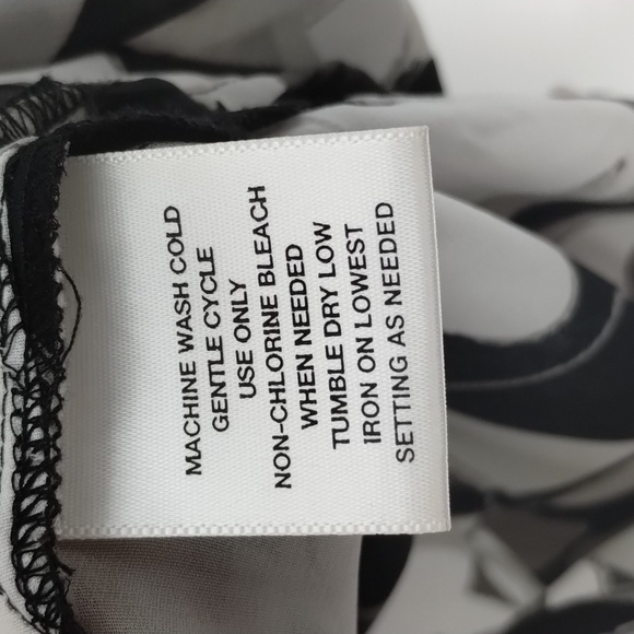 Liz Baker blouse top button down sheer geometric black gray grey  size medium - Picture 7 of 8